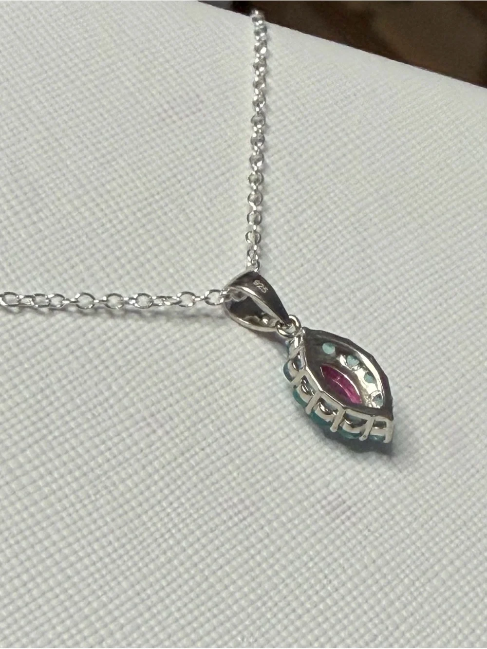 Exquisite Natural Paraiba Blue & Pink Topaz 1.60CT Pendant Necklace 925 SS 18”